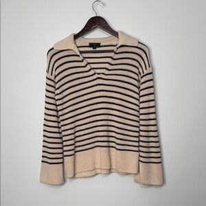 J. Crew Relaxed collared sweater in stripe XS